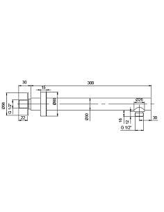 Braccio doccia Jacuzzi tondo a parete lunghezza 300mm diam. 30 mm art. 1111074JA00 cromato - Climaway 2
