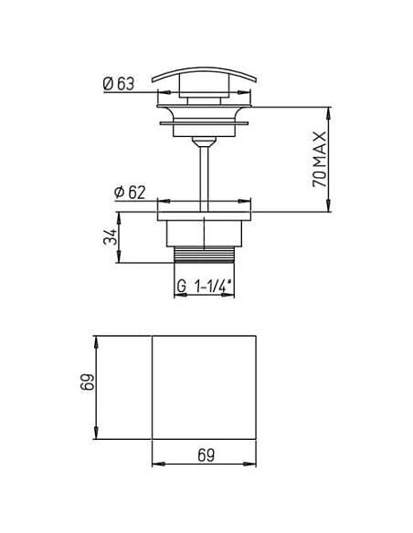 Piletta di scarico Jacuzzi click-clack universale testa quadra per bidet - lavabo nero opaco 1751012JAYO - Climaway