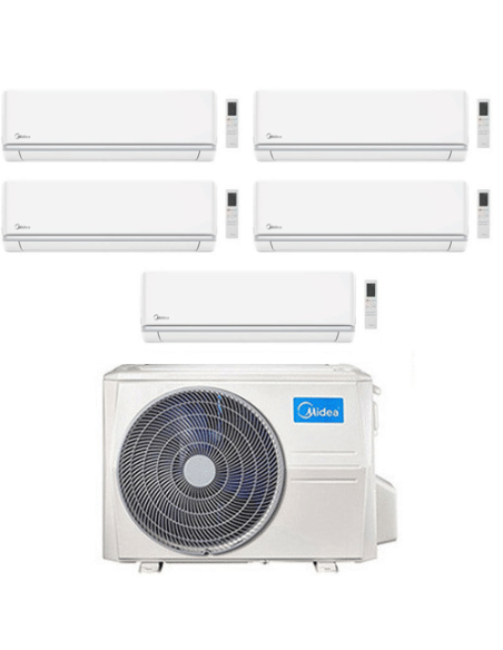 Climatizzatore Condizionatore Midea Elegance R32 Penta Split 9000 + 9000 + 12000 + 12000 + 12000 BTU con U.E. M5OE-42HFN8-Q I...