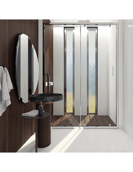 Porta doccia scorrevole Piralla serie Indigo 1904 L 100 x H 195 cm con apertura laterale - Climaway