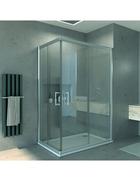Box doccia angolare Piralla serie Indigo 1902 80x80 x H 195 cm con apertura scorrevole - Climaway