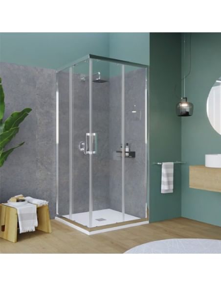 Box doccia angolare Piralla serie Indigo 1902 70x70 x H 195 cm con apertura scorrevole - Climaway
