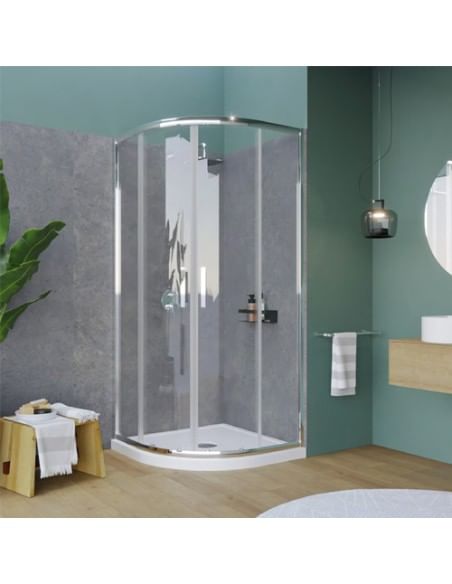 Box doccia semicircolare Piralla serie Indigo 1901 80x80 H 195 cm con apertura scorrevole - Climaway