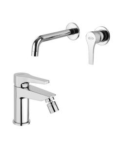 Set Rubinetti Jacuzzi per lavabo a parete e bidet senza scarico serie Moonlight cromato - Climaway