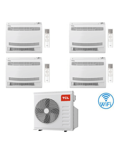 Climatizzatore Condizionatore TCL Console Pavimento Wi-Fi R32 Quadri Split Inverter 9000 + 9000 + 9000 + 9000 BTU con U.E. MT...