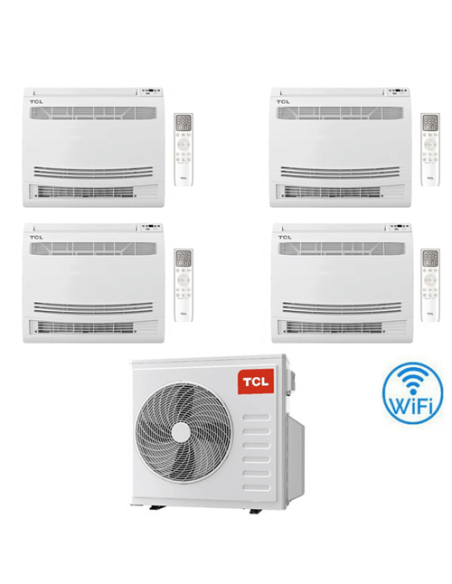 Climatizzatore Condizionatore TCL Console Pavimento Wi-Fi R32 Quadri Split Inverter 9000 + 9000 + 9000 + 9000 BTU con U.E. MT...