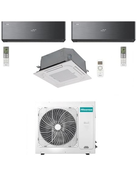 Climatizzatore Condizionatore Hisense Energy Pro X BLACK Wifi + Cassetta R32 Trial Split Inverter 9000 + 9000 + 12000 BTU con...