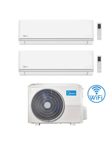 Climatizzatore Condizionatore Midea Elegance R32 WiFi Dual Split 9000 + 12000 BTU con U.E. M2OH-14HFN8-Q INVERTER Classe A++/...