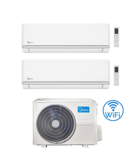 Climatizzatore Condizionatore Midea Elegance R32 WiFi Dual Split 9000 + 12000 BTU con U.E. M2OH-14HFN8-Q INVERTER Classe A++/...