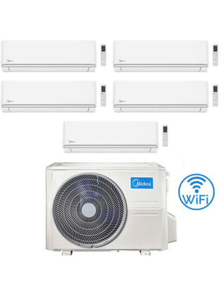 Climatizzatore Condizionatore Midea Elegance R32 WiFi Penta Split 9000 + 9000 + 9000 + 9000 + 9000 BTU con U.E. M5OE-42HFN8-Q...