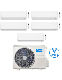 Climatizzatore Condizionatore Midea Elegance R32 WiFi Penta Split 9000 + 9000 + 12000 + 12000 + 12000 BTU con U.E. M5OE-42HFN...