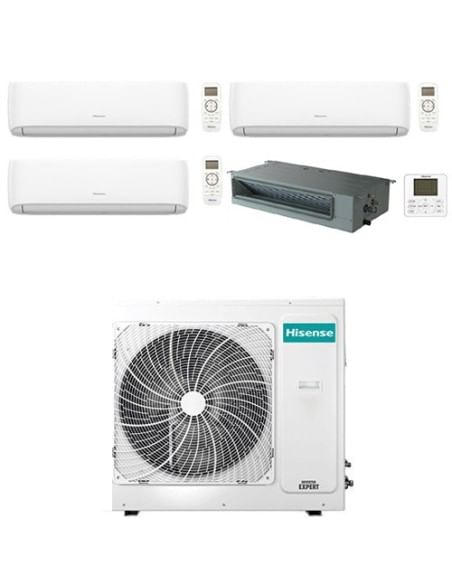 Climatizzatore Condizionatore Hisense Hi Comfort WiFi + Canalizzabile R32 Quadri Split Inverter 7000 + 7000 + 9000 + 18000 BT...