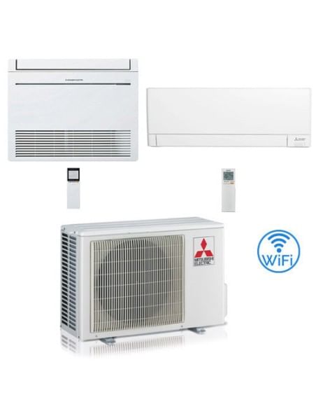 Climatizzatore Condizionatore Mitsubishi MSZ-AY Wifi + Console R32 Dual Split Inverter 9000 + 12000 BTU con U.E. MXZ-2F53VF C...