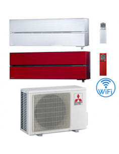 Climatizzatore Condizionatore Mitsubishi Kirigamine Style Bianco e Rosso Wifi R32 Dual Split Inverter 9000 + 12000 BTU con U....
