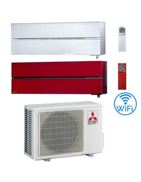 Climatizzatore Condizionatore Mitsubishi Kirigamine Style Bianco e Rosso Wifi R32 Dual Split Inverter 9000 + 12000 BTU con U....