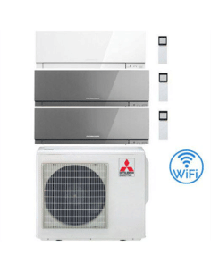 Climatizzatore Condizionatore Mitsubishi Kirigamine Zen Wifi Argento + Bianco Perla Trial Split Inverter 7000 + 7000 + 7000 B...