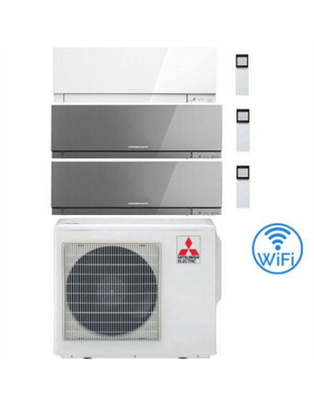 Climatizzatore Condizionatore Mitsubishi Kirigamine Zen Wifi Argento + Bianco Perla Trial Split Inverter 7000 + 7000 + 7000 B...