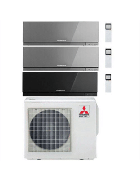Climatizzatore Condizionatore Mitsubishi Kirigamine Zen Wifi Argento + Nero Trial Split Inverter 7000 + 7000 + 7000 BTU con U...