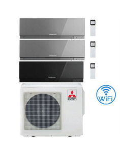Climatizzatore Condizionatore Mitsubishi Kirigamine Zen Wifi Argento + Nero Trial Split Inverter 7000 + 7000 + 7000 BTU con U...