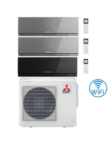 Climatizzatore Condizionatore Mitsubishi Kirigamine Zen Wifi Argento + Nero Trial Split Inverter 7000 + 7000 + 7000 BTU con U...