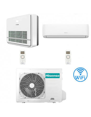 Climatizzatore Condizionatore Hisense R32 Dual Split Inverter Console + Hi Comfort Wifi 12000 + 18000 BTU con U.E. 3AMW62U4RJ...