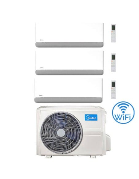 Climatizzatore Condizionatore Midea Breezeless-E Wifi R32 Trial Split 12000 + 12000 + 12000 BTU con U.E. M3OA-27HFN8-Q INVERT...