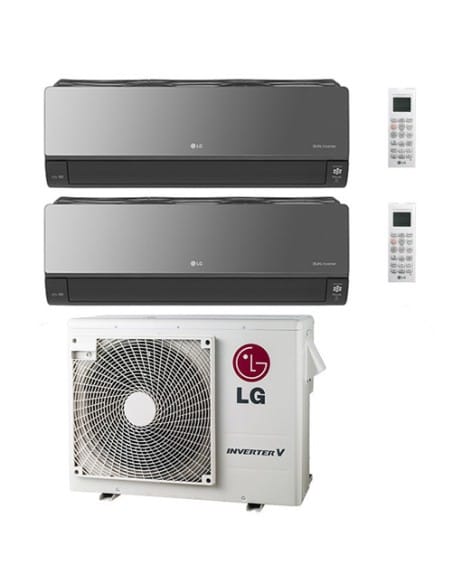 Climatizzatore Condizionatore LG Artcool Mirror UVnano R32 Wifi Dual Split inverter 9000 + 18000 BTU con U.E. MU3R19 Classe A...