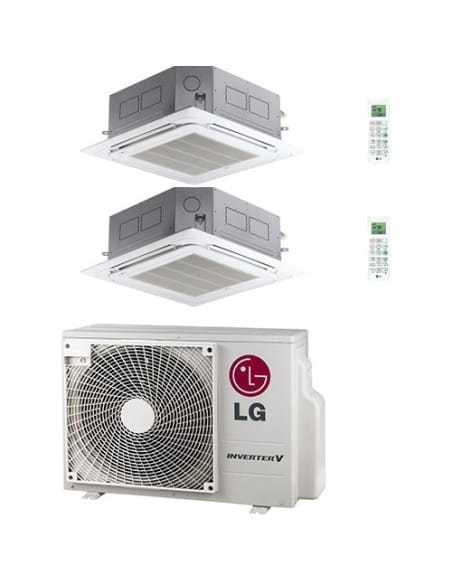 Climatizzatore Condizionatore LG Cassetta 4 vie R32 Dual Split Inverter 9000 + 9000 BTU con U.E. MU2R15 NOVITÁ Classe A+++/A+...