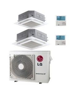 Climatizzatore Condizionatore LG Cassetta 4 vie R32 Dual Split Inverter 12000 + 18000 BTU con U.E. MU3R19 NOVITÁ Classe A+++/... 2