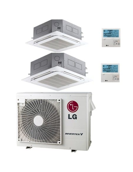 Climatizzatore Condizionatore LG Cassetta 4 vie R32 Dual Split Inverter 12000 + 18000 BTU con U.E. MU3R19 NOVITÁ Classe A+++/...