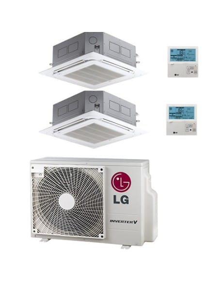 Climatizzatore Condizionatore LG Cassetta 4 vie R32 Dual Split Inverter 12000 + 12000 BTU con U.E. MU4R25 NOVITÁ Classe A++/A...
