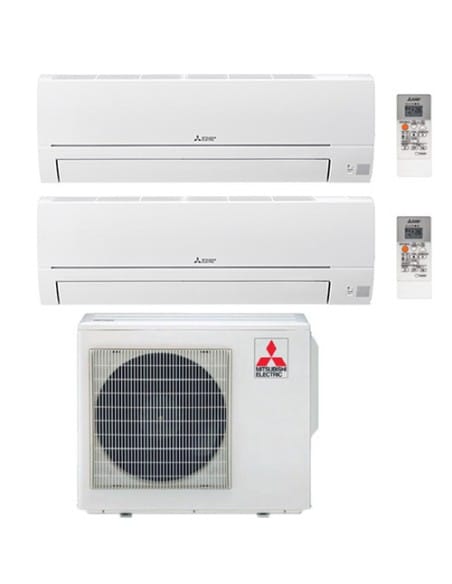 Climatizzatore Condizionatore Mitsubishi Linea Smart R32 MSZ-HR Dual Split Inverter 12000 + 18000 BTU con U.E. MXZ-3HA50VF Cl...