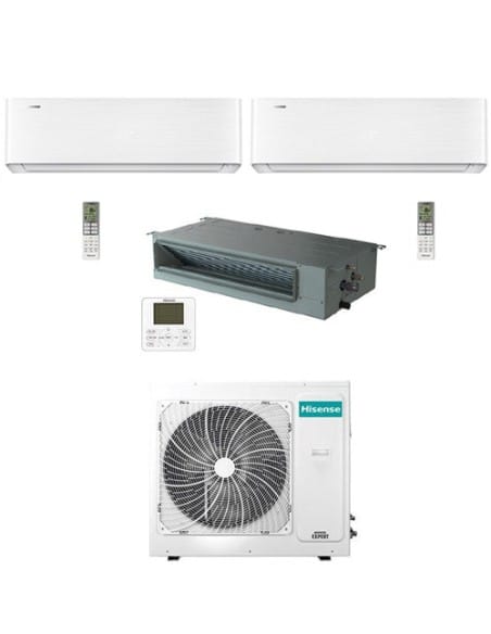 Climatizzatore Condizionatore Hisense R32 Trial Split Inverter Energy Pro X Wifi + Canalizzabile 9000 + 9000 + 12000 BTU con ...