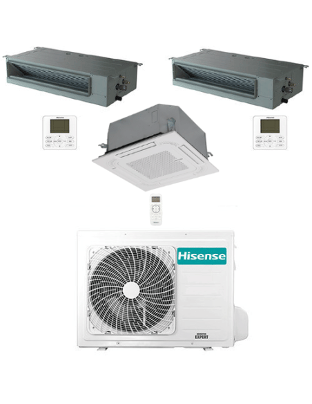Climatizzatore Condizionatore Hisense Canalizzabile più Cassetta R32 Trial Split Inverter 9000 + 9000 + 9000 BTU con U.E. 3AM...