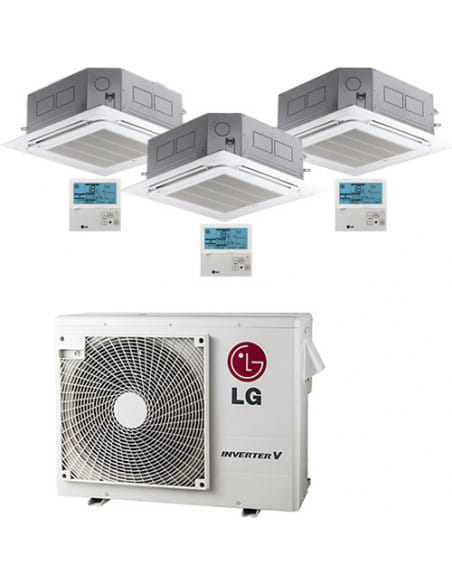 Climatizzatore Condizionatore LG Cassetta 4 vie R32 Trial Split Inverter 9000 + 9000 + 9000 BTU con U.E. MU4R27 NOVITÁ Classe...
