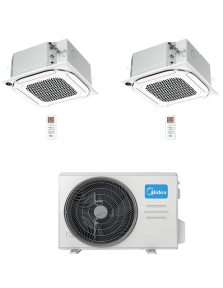 Climatizzatore Condizionatore Midea Cassetta 4 vie Compatta R32 Dual Split Inverter 12000 + 18000 BTU con U.E. M3OA-27HFN8-Q ...