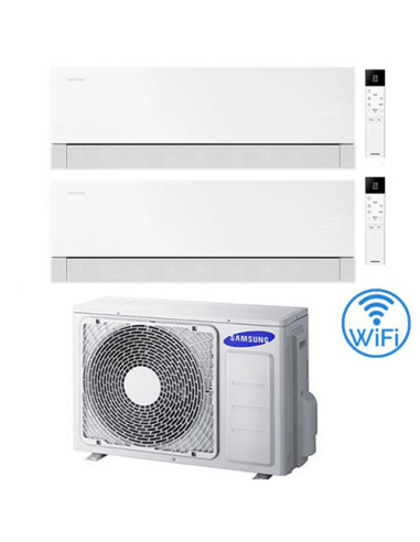 Climatizzatore Condizionatore Samsung WINDFREE PREMIÈRE Essential White Wifi Dual Split R32 Inverter 12000 + 12000 BTU con U....