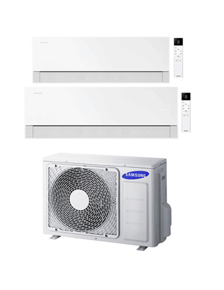 Climatizzatore Condizionatore Samsung WINDFREE PREMIÈRE Essential White Wifi Dual Split R32 Inverter 9000 + 18000 BTU con U.E...