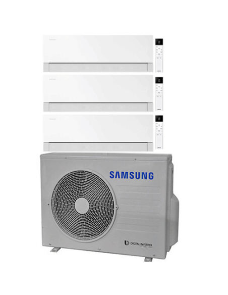 Climatizzatore Condizionatore Samsung WINDFREE PREMIÈRE Essential White Wifi Trial Split R32 Inverter 7000 + 9000 + 9000 BTU ...
