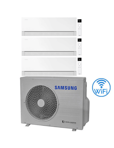 Climatizzatore Condizionatore Samsung WINDFREE PREMIÈRE Essential White Wifi Trial Split R32 Inverter 9000 + 9000 + 9000 BTU ...