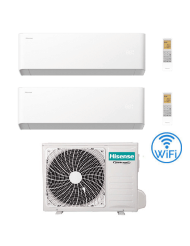 Climatizzatore Condizionatore Hisense Uni HB Wifi R32 Dual Split Inverter 9000 + 9000 BTU con U.E. 3AMW62U4RJC Classe A++/A+ ...