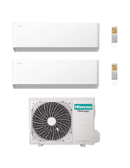 Climatizzatore Condizionatore Hisense Uni HB Wifi R32 Dual Split Inverter 9000 + 9000 BTU con U.E. 3AMW62U4RJC Classe A++/A+ ...