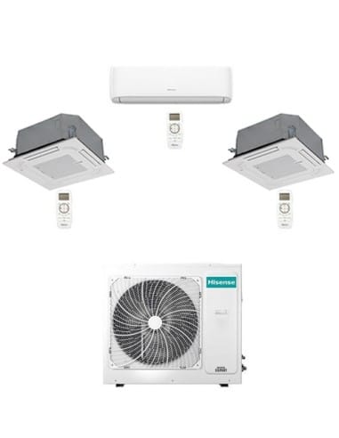 Climatizzatore Condizionatore Hisense Hi Comfort WiFi + Cassetta 4 vie R32 Trial Split Inverter 7000 + 9000 + 9000 BTU con U....