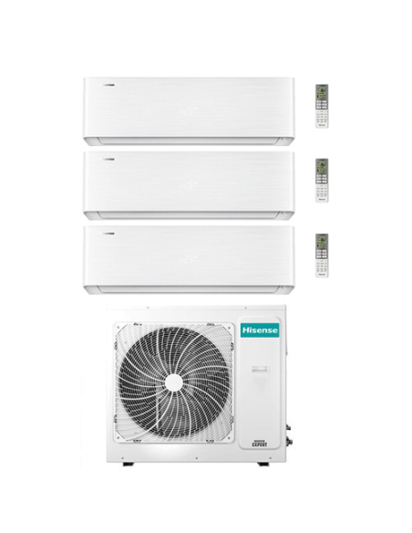 Climatizzatore Condizionatore Hisense Energy Pro X Wifi R32 Trial Split Inverter 9000 + 9000 + 9000 BTU con U.E. 4AMW81U4RJC ...
