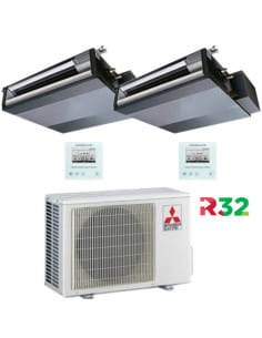 Climatizzatore Condizionatore Mitsubishi Canalizzabile R32 SEZ-M DA Dual Split Inverter 12000 + 12000 BTU con U.E. MXZ-2F53VF...