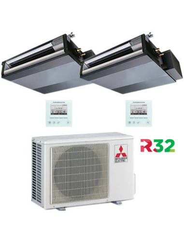 Climatizzatore Condizionatore Mitsubishi Canalizzabile R32 SEZ-M DA Dual Split Inverter 12000 + 12000 BTU con U.E. MXZ-2F53VF...