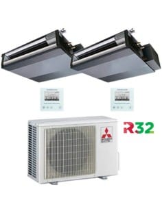 Climatizzatore Condizionatore Mitsubishi Canalizzabile R32 SEZ-M DA Dual Split Inverter 12000 + 12000 BTU con U.E. MXZ-2F53VF... 2