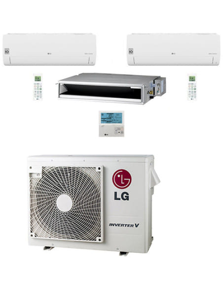 Climatizzatore Condizionatore LG Canalizzabile + Split R32 Trial Split Inverter 9000 + 9000 + 18000 BTU con U.E. MU5R30 NOVIT...