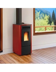 Stufa a Pellet 6.5 kW ventilata KETTY 5.0 Nordica Extraflame colore Bordeaux - Climaway 2