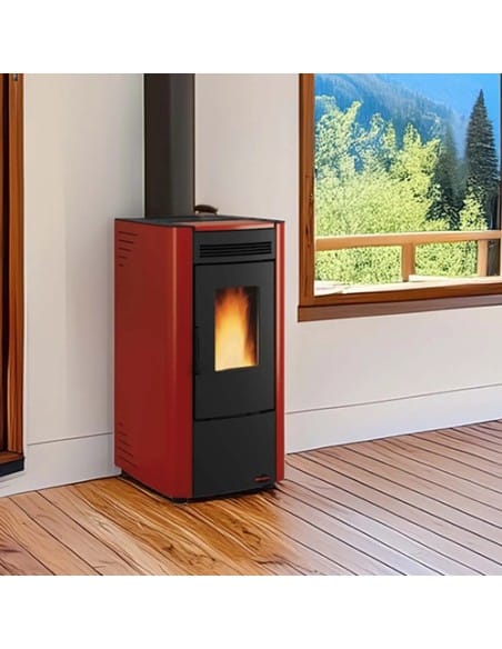 Stufa a Pellet 6.5 kW ventilata KETTY 5.0 Nordica Extraflame colore Bordeaux - Climaway